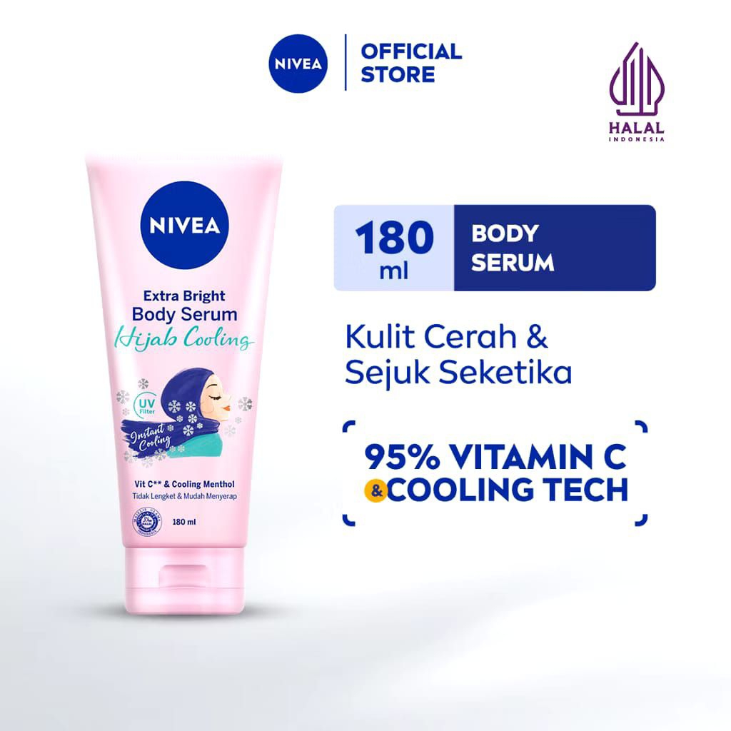 NIVEA Body Serum Extra Bright Hijab Cooling 180ml.