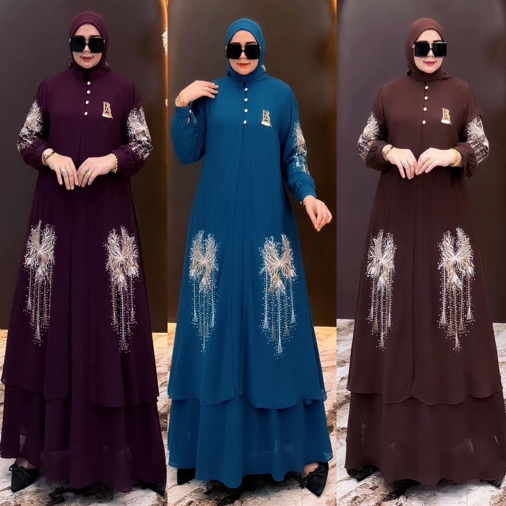 *BISA COD*ELSHANUM DRES BORDIR 3in1 SET SCRAFT*GAMIS BORDIR LEBARAN//GAMIS ABAYA BORDIR PREMIUM//GAM