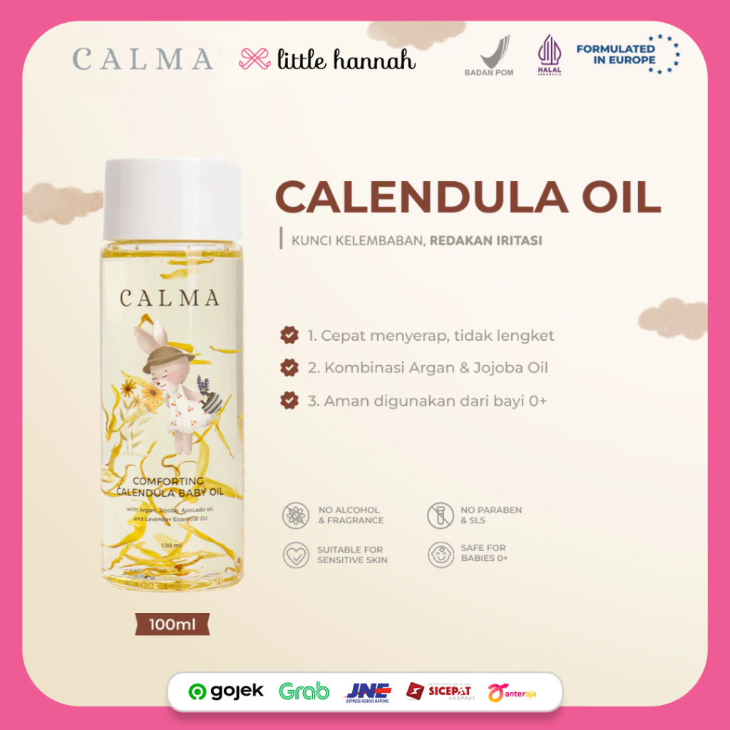 CALMA Baby Comforting Calendula Oil - Baby Oil Minyak Pijat Bayi Baby Oil Bayi Alami