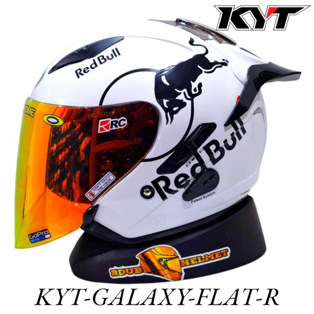 Helm KYT Galaxy flat R White paket ganteng original KYT