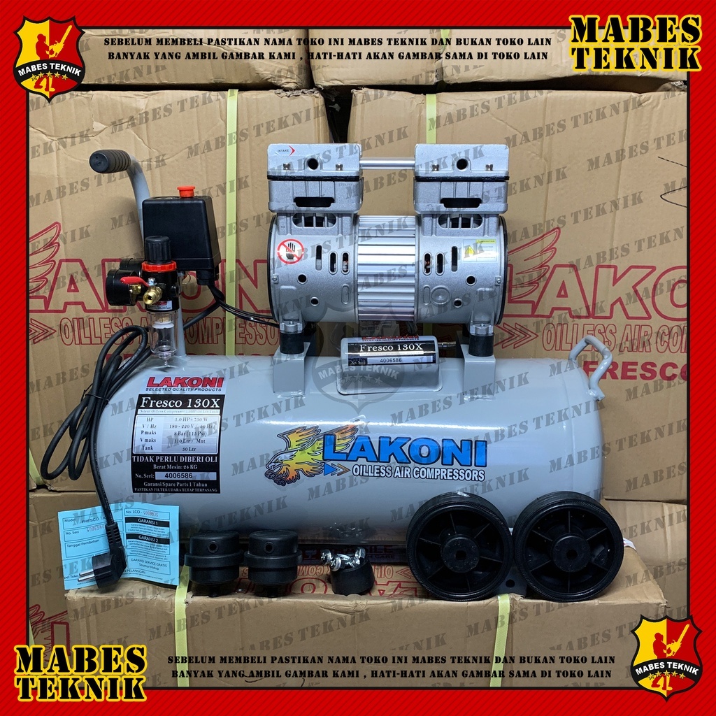 LAKONI FRESCO 130 X / 130X - MESIN KOMPRESOR POMPA ANGIN - FILTER AIR - 1HP - TANKI 30 LITER