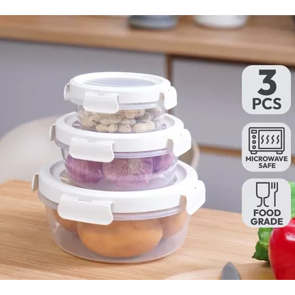 Appetite Set 3 pcs Aria Wadah Makanan round Food Container Food Grade Serbaguna Tempat Makanan Food 