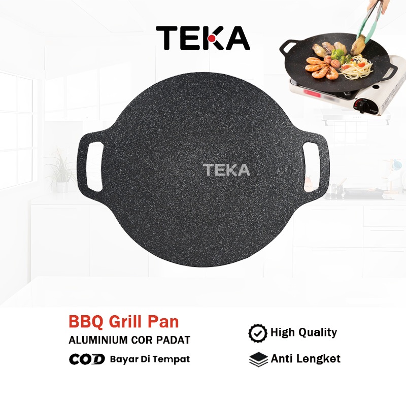 TEKA Wajan BBQ Bulat Anti Lengket Ala Korea 32-38cm Wajan BBQ/Panggangan Multifungsi Wajan BBQ Porta