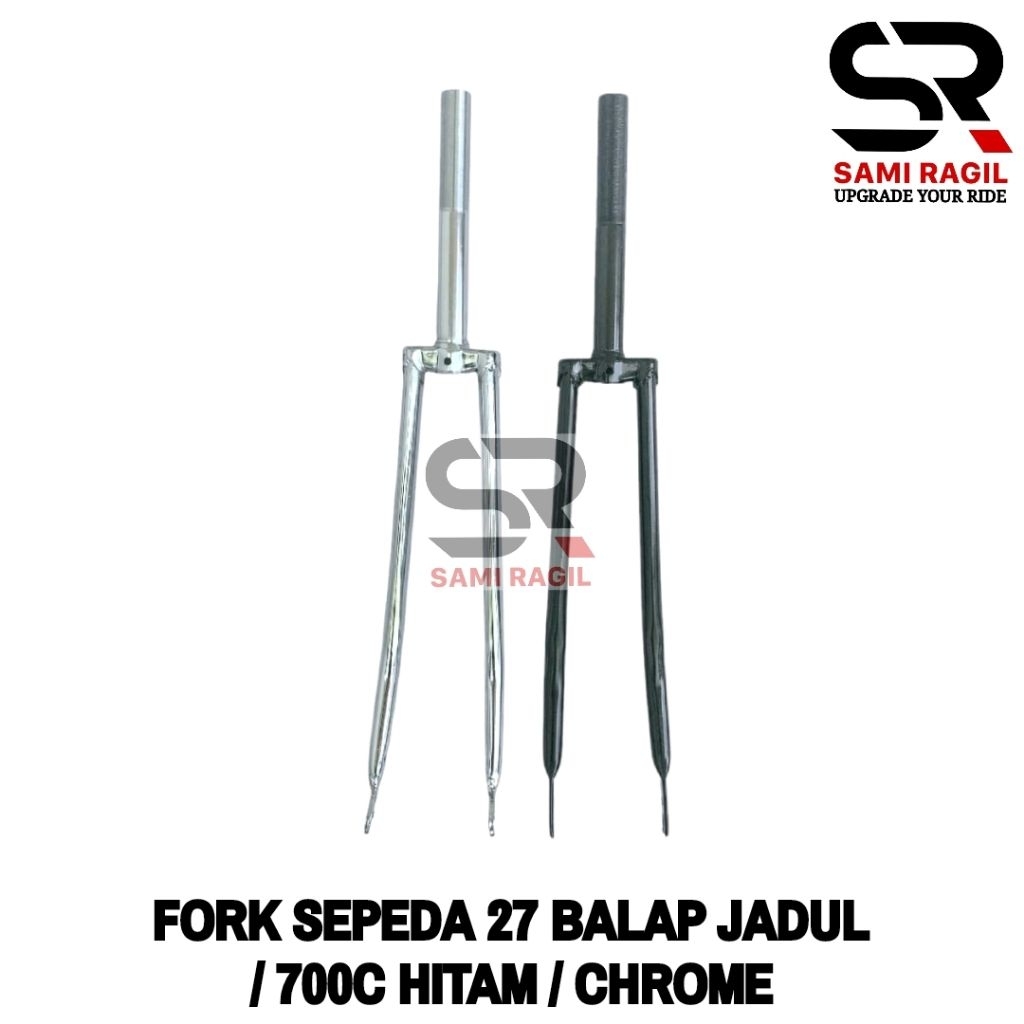 FORK SEPEDA BALAP 27 LAMA JADUL x 1 1/4 700C 700 C HITAM CHROME KROM FIXIE ROAD BIKE GARPU VINTAGE K