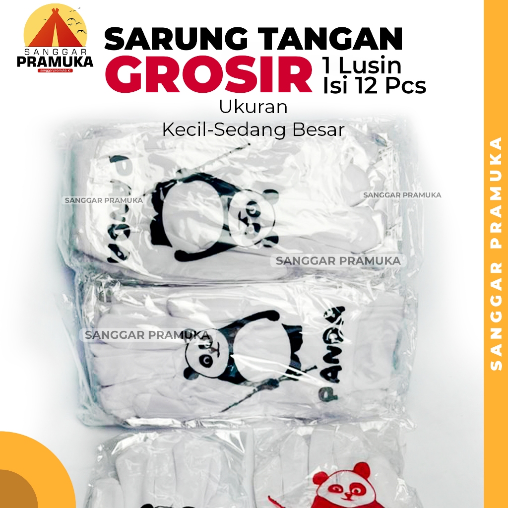 [1 Lusin] Sarung Tangan Putih Hitam / Sarung Tangan Paskibra Grosir / Sarung Tangan Upacara