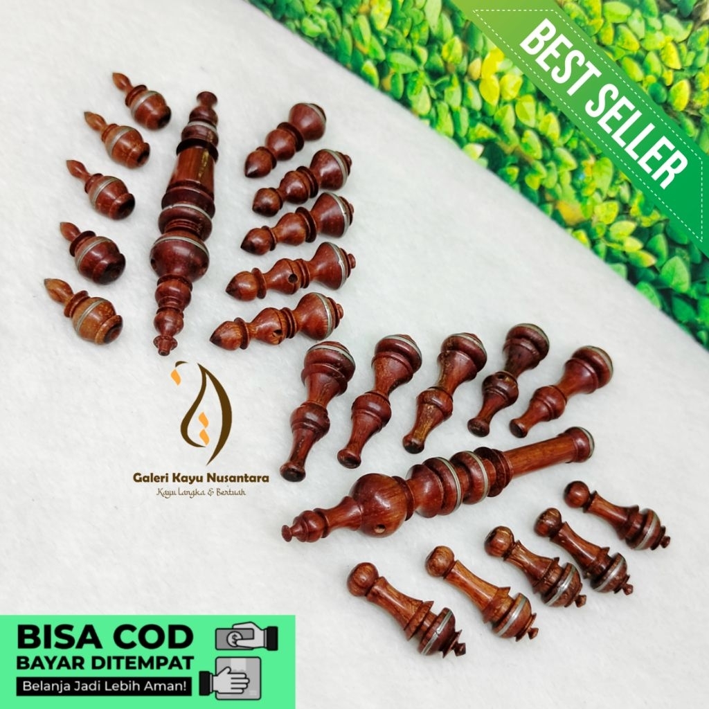Set kepala tasbih Tijani bahan kayu galih nagasari size 10-12mm