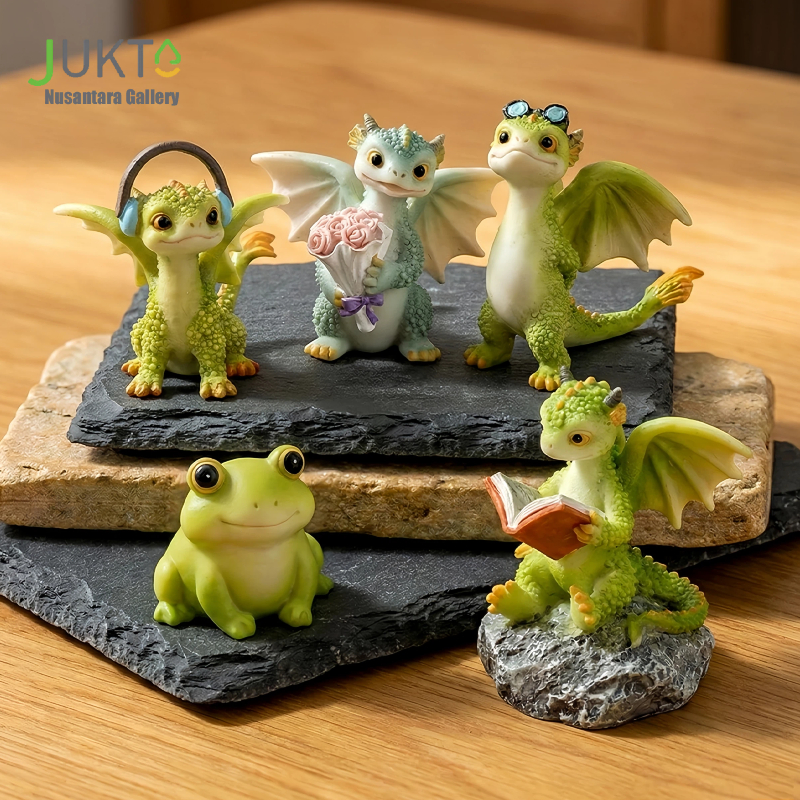 JUKTA [COD] Figure Baby Dragon Lucu - Pajangan Mobil - Hiasan Kue Tart - Dekorasi Rumah - Patung Nag