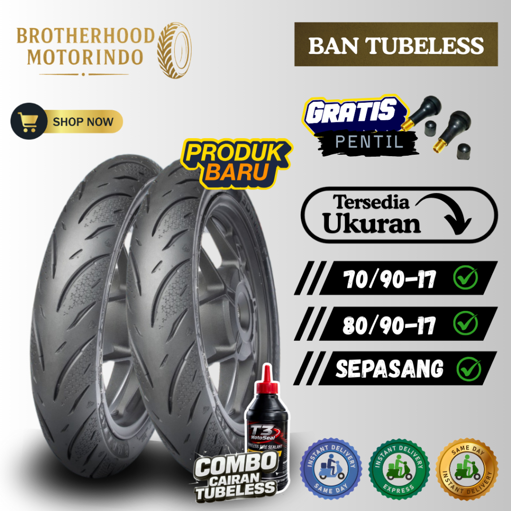 (PAKET SEPASANG) BAN MAXXIS DIAMOND MA3Di  TUBELESS (70/90-17 /80/90-17 ) BAN TUBLES / BAN MOTOR RIN