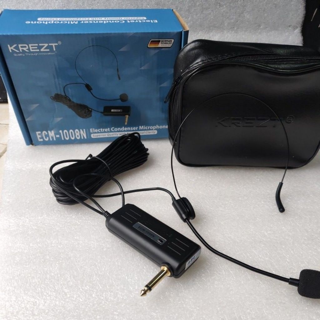 Mic condenser Krezt ECM-1008 Original  Mikrofon Clip On / Headworn 6.5mm Jack untuk imam masjid, Spe