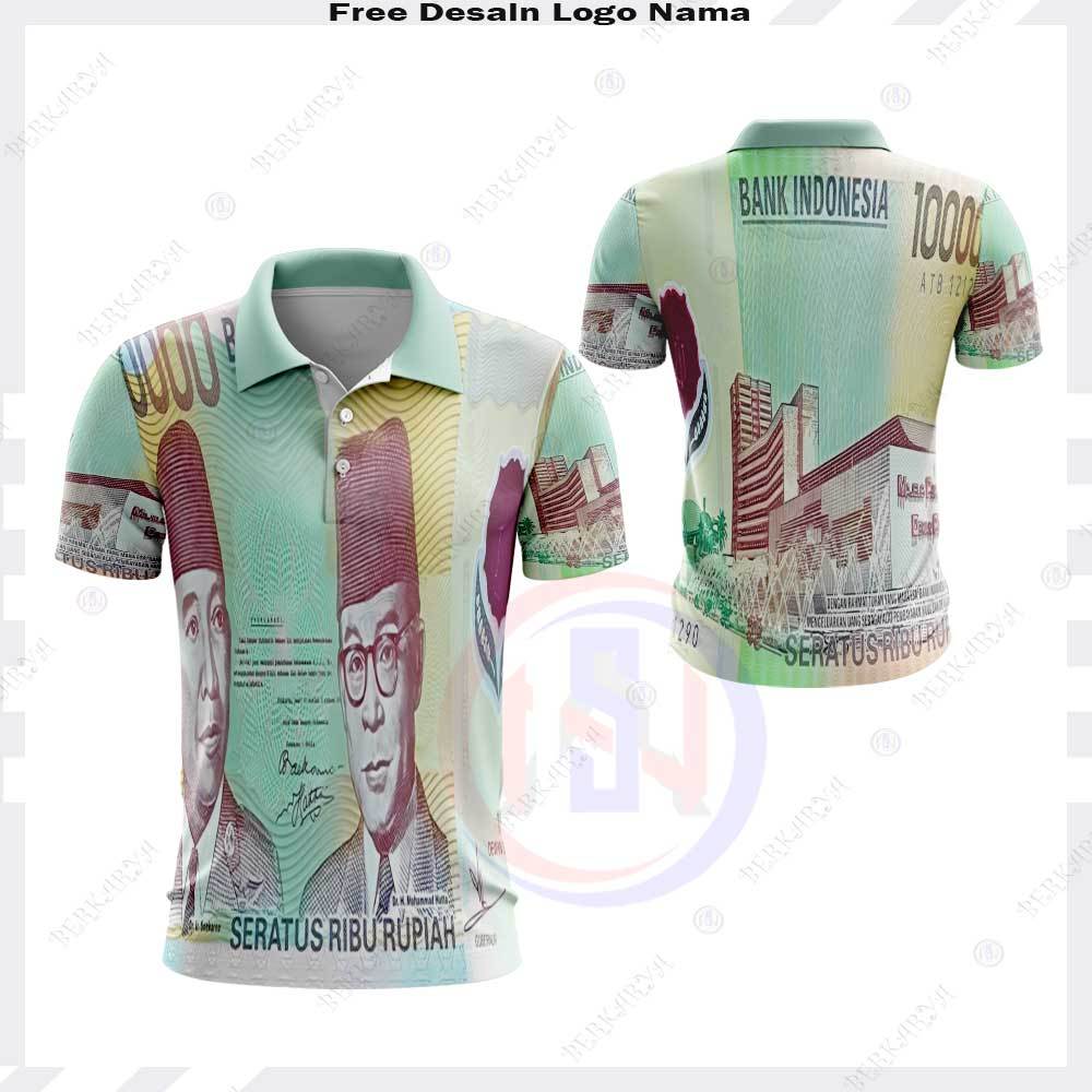 Kaos Polo Unik Jersey Uang 100 Ribu Jadul / Kaos Uang Fullprint Keren / Baju Uang 100 Ribu Jadul