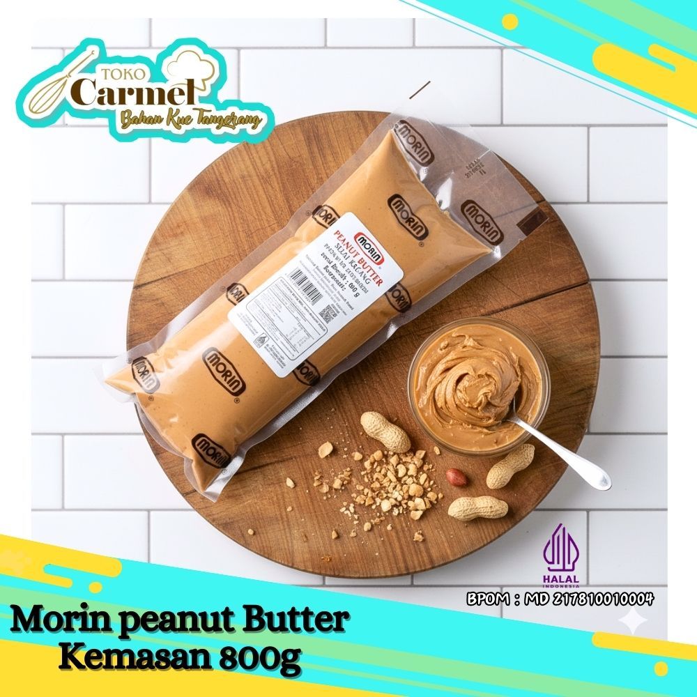 Morin Selai Kacang Halus 800gr Peanut Butter Isian Roti Tahan Bakar Bake Stable 2