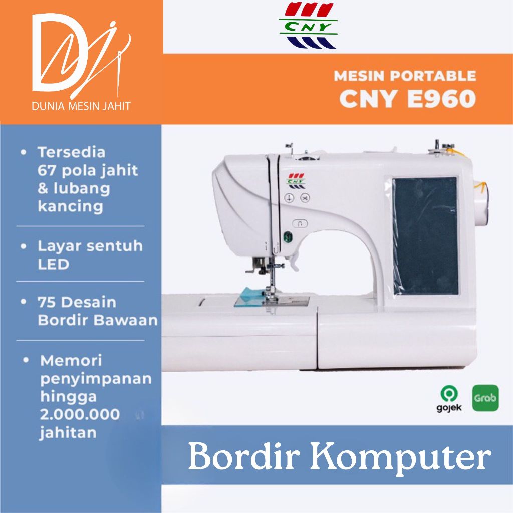 MESIN BORDIR KOMPUTER + JAHIT CNY E960 PORTABLE OTOMATIS E 960