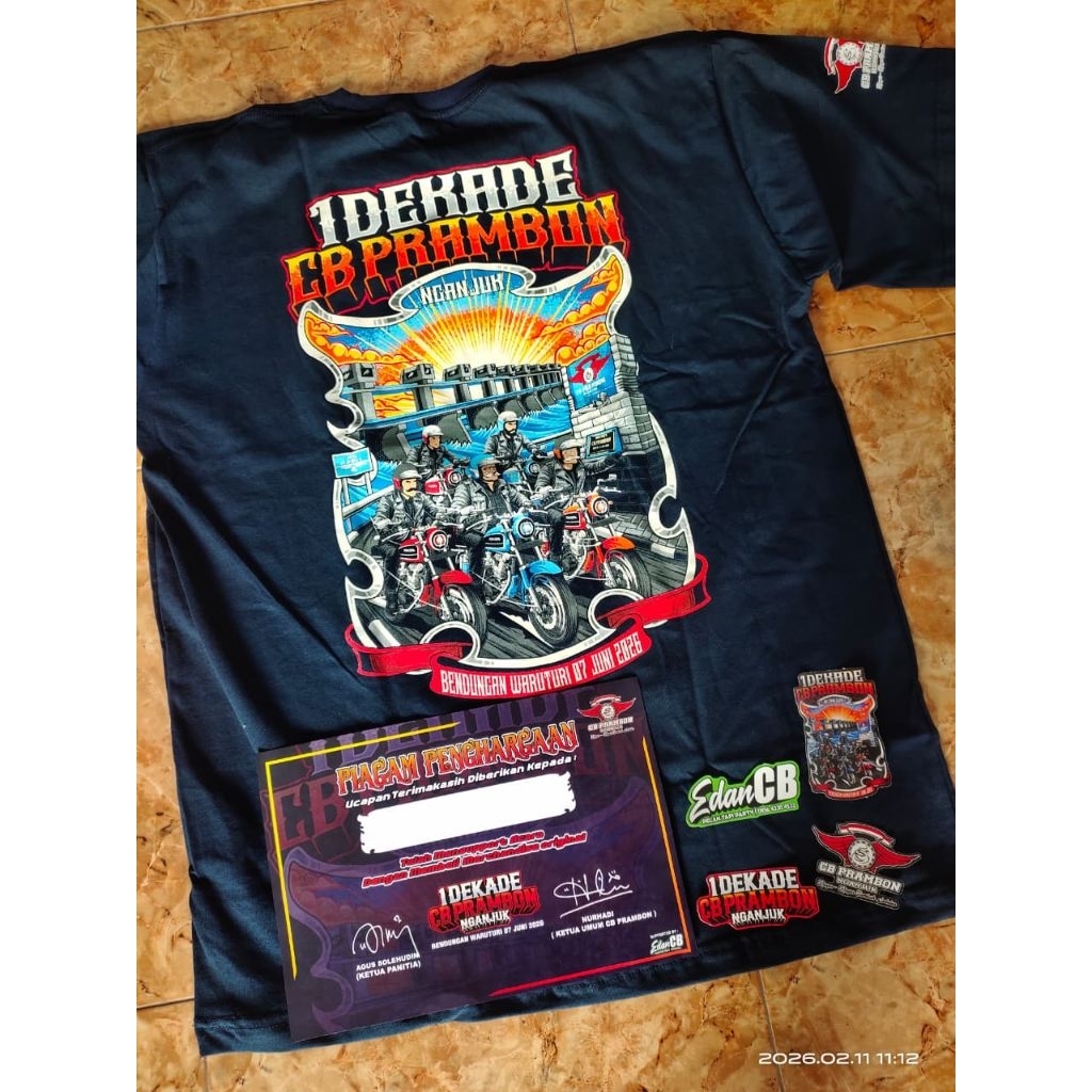 KAOS ACARA 1 DEKADE CB PRAMBON NGANJUK FREE STIKER 10 + SERTIFIKAT PIAGAM