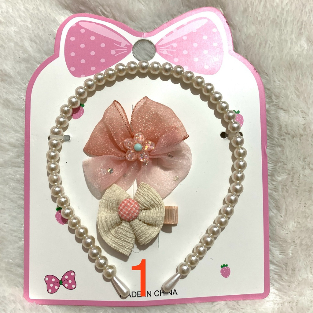 BANDO MUTIARA SET JEPIT | Bando Set Jepit Mutiara Lucu