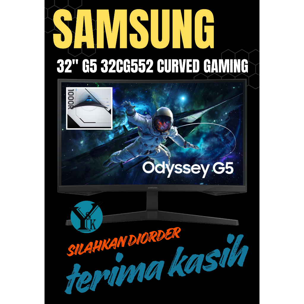SAMSUNG 32" Odyssey G5 G55C QHD 165Hz Curved Gaming Monitor | LED MONITOR GAMING 32 Inch CURVED