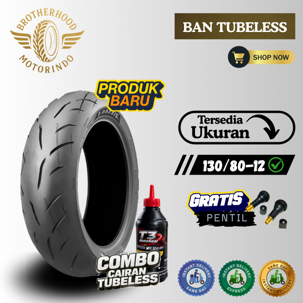 BAN MAXXIS VICTRA CT RING 12 130/80 12 BAN TUBBELES RING 12 / RING 12 SCOPPY NEW / GENIO NEW / XRAID