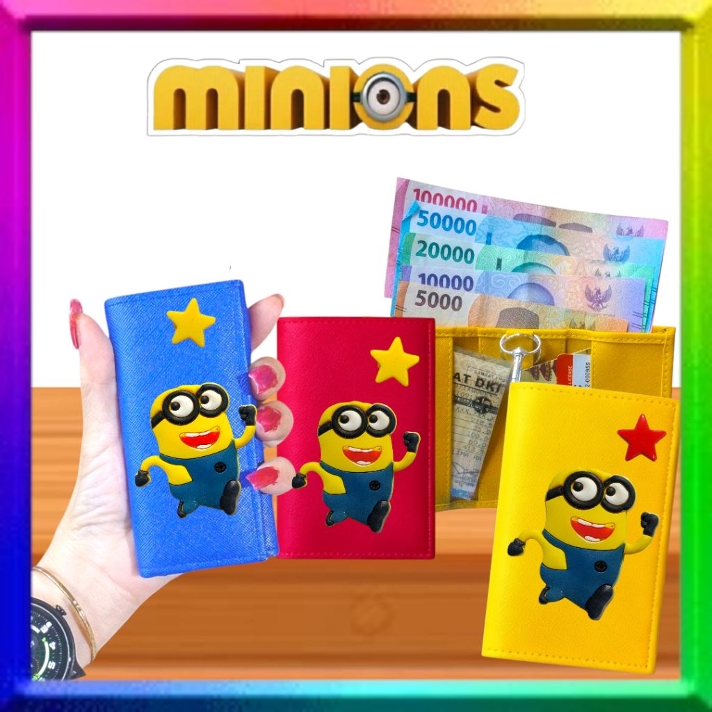 DOMPET STNK MOTOR MOBIL KARAKTER MINIONS HORE LUCU/SARUNG KUNCI MOTOR MOBIL MINIONS
