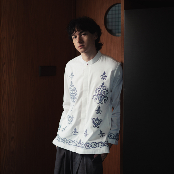 BASTOH Kahwa Baju Koko Pria Bordir Dewasa Lengan Panjang Warna Putih