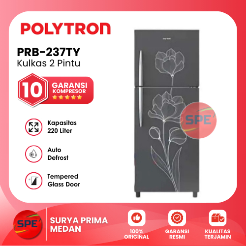 KULKAS POLYTRON 2 PINTU KAPASITAS 220 LITER PRB-237TY/PRB237TY ( GARANSI RESMI MEDAN)