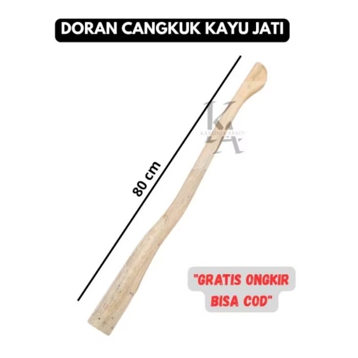 DORAN Cangkul Pacul Kayu Jati Asli - Gagang Cangkul Kayu Jati Kuat