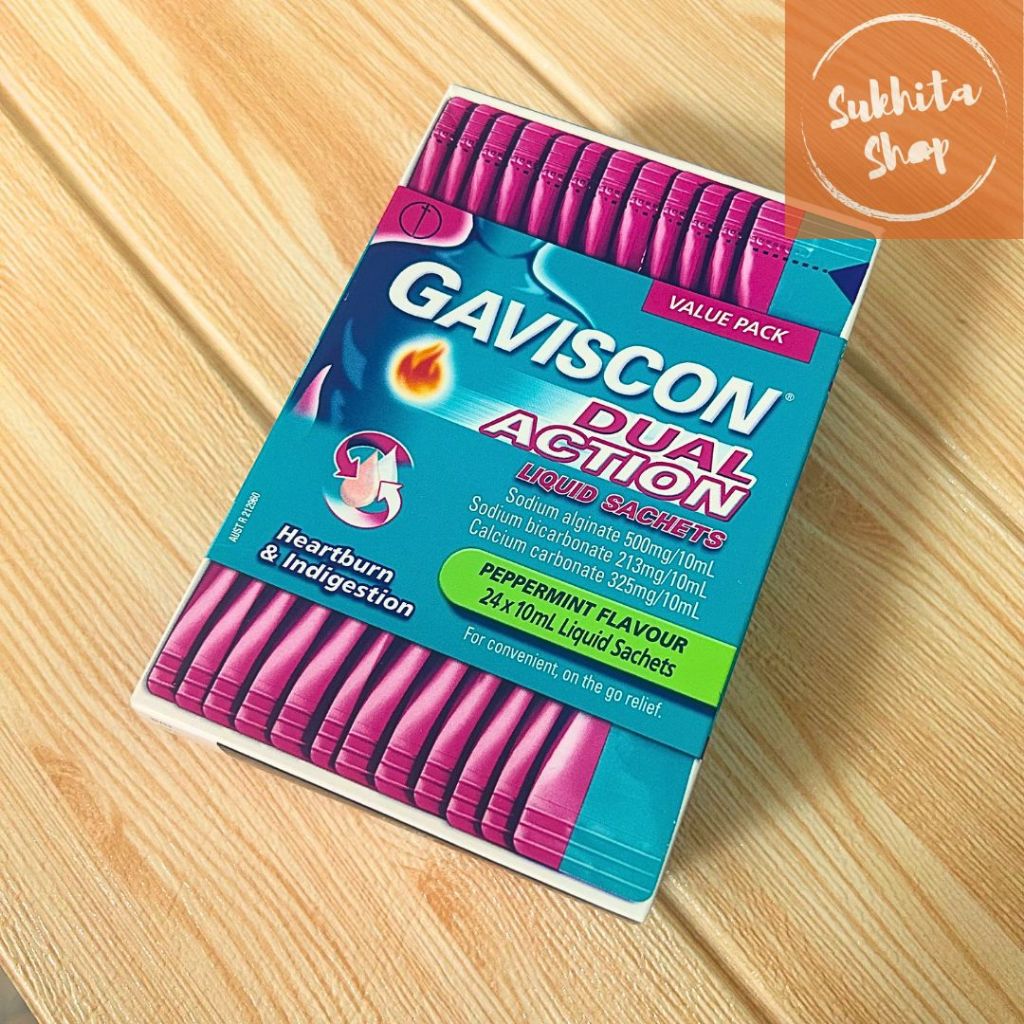 Gaviscon Dual Action Obat maag & gerd Liquid sachet ORIGINAL Australia 12 24 dan 32 Chewable