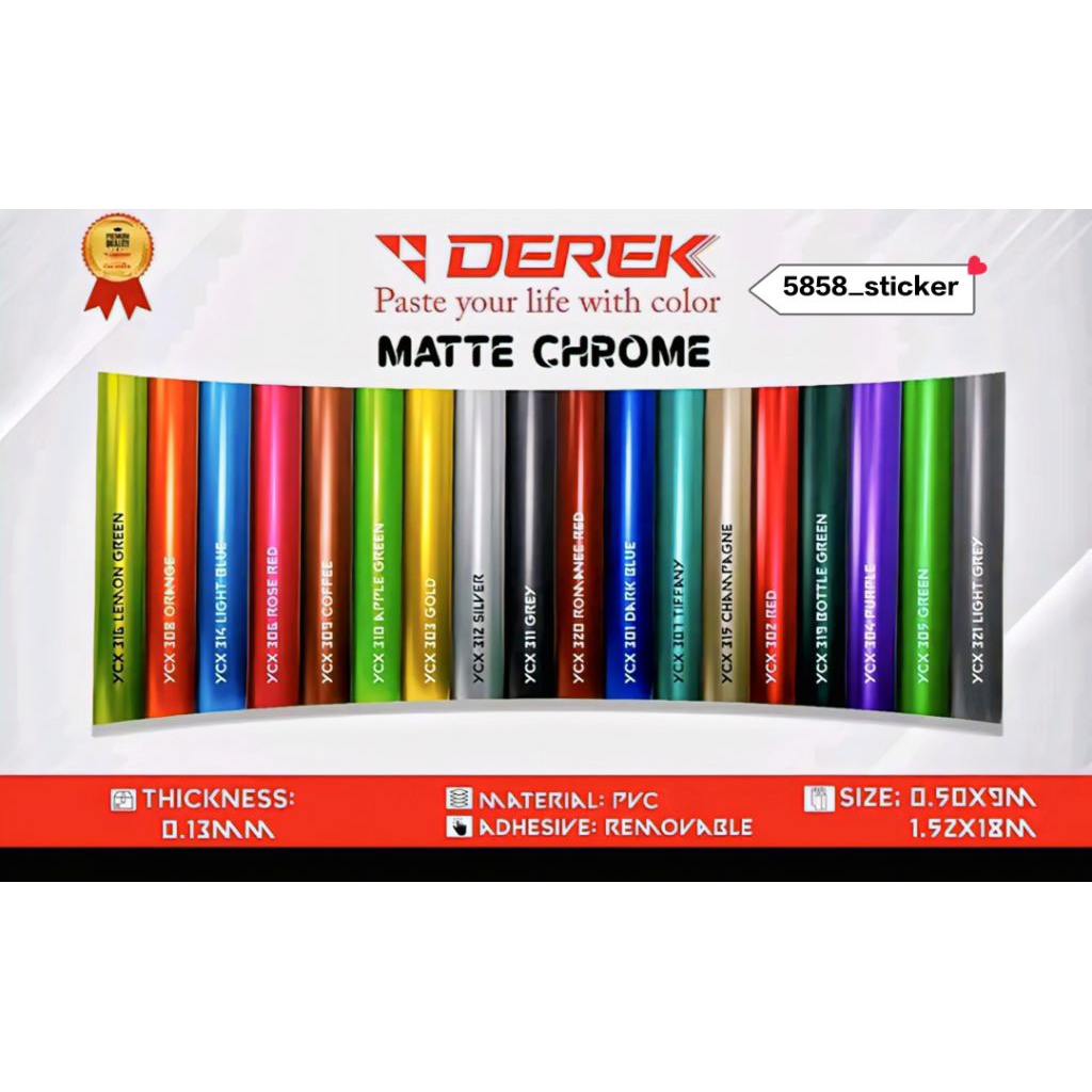 Sticker Skotlet Derek Metalik Doff ukuran 50 cm per roll