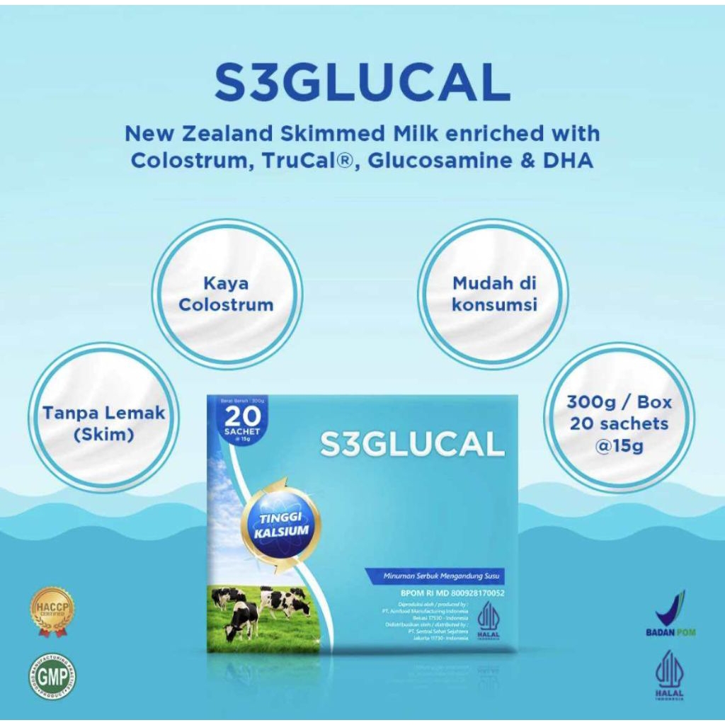 S3GLUCAL Suplemen Tulang & Sendi | S3GLUCAL S3Glucal ORIGINALI ISI 20 SACHET