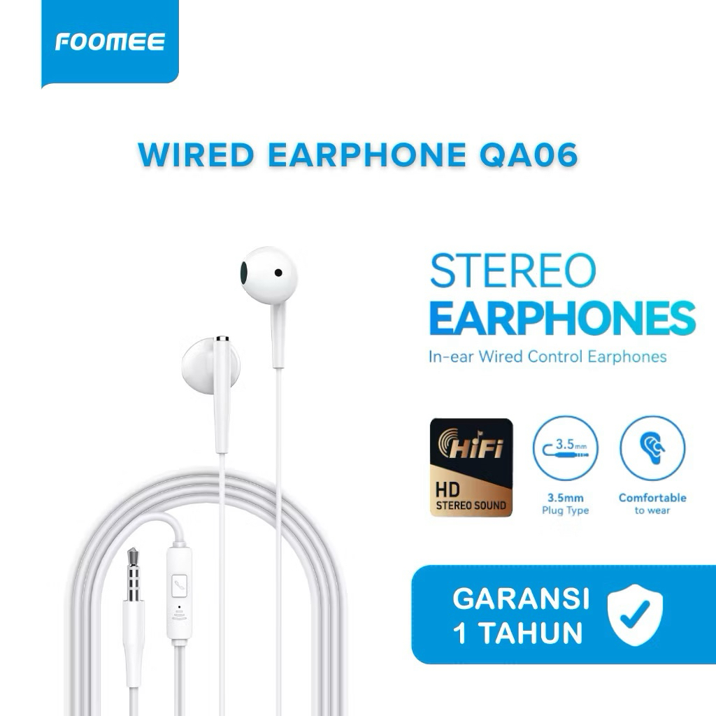 FOOMEE QA06 , EARPHONE WIRED STEREO , Earphone Stereo QA06
