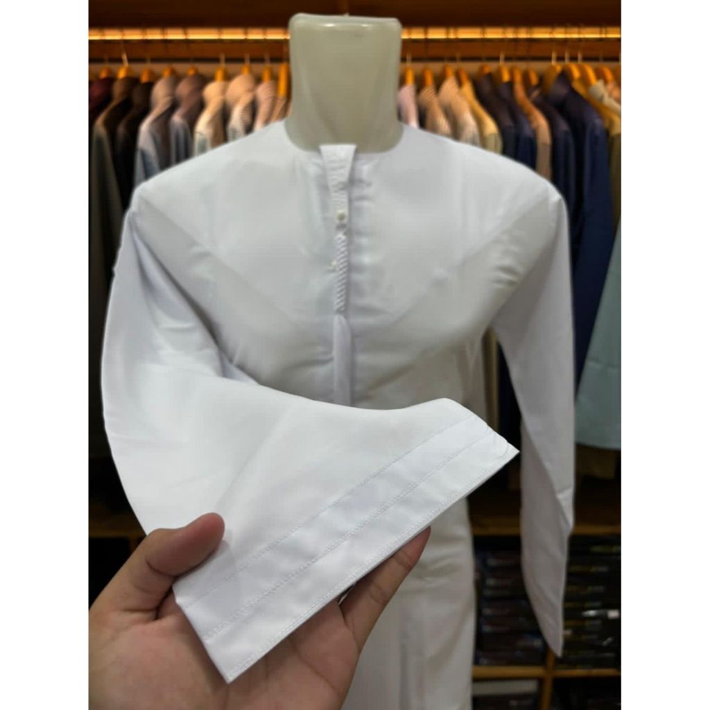 GAMIS PRIA IBNUWALID PREMIUM MOTIF OMANI | Katun Premium Lembut | Kerah Oblong Rumbai & Kima Jahit T