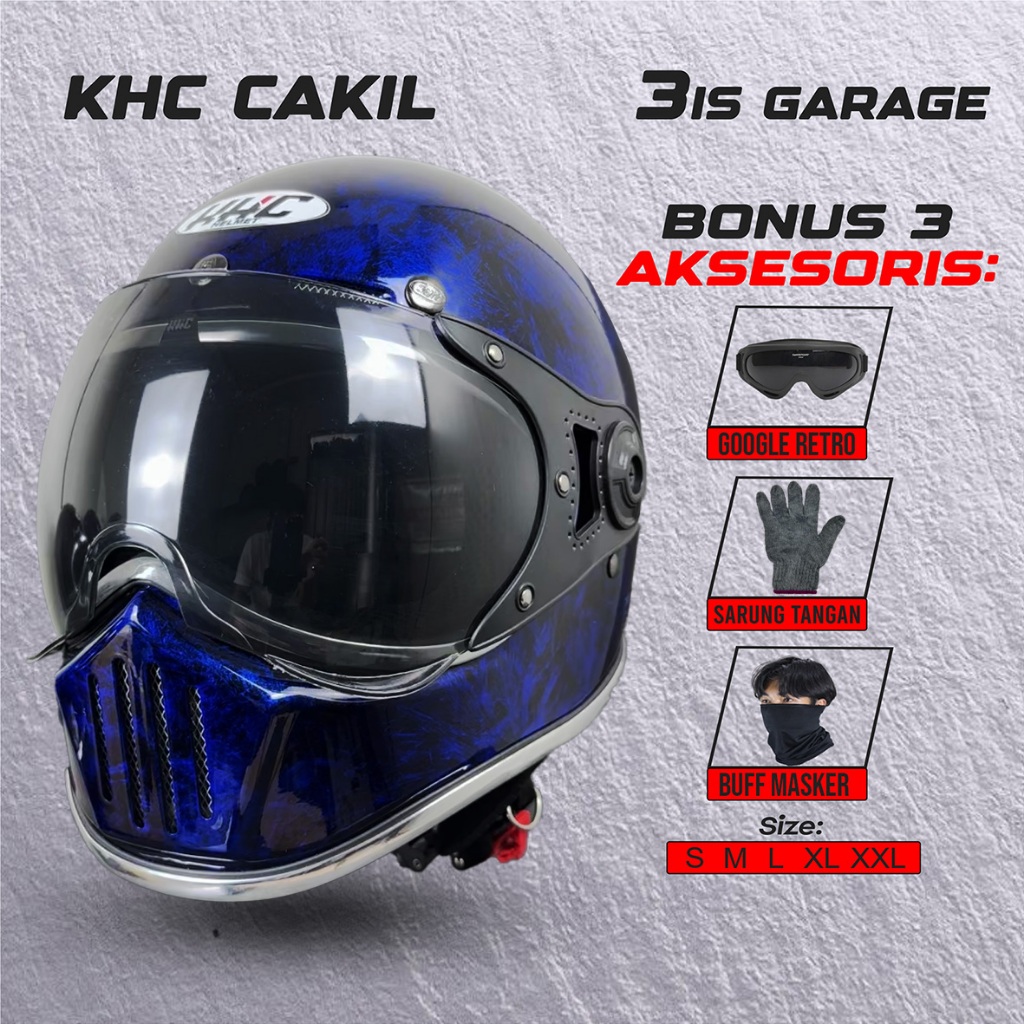 Helm KHC Original Cakil Motif Pilot List Chrome FREE GOGLE+ST+BUFF MASKER