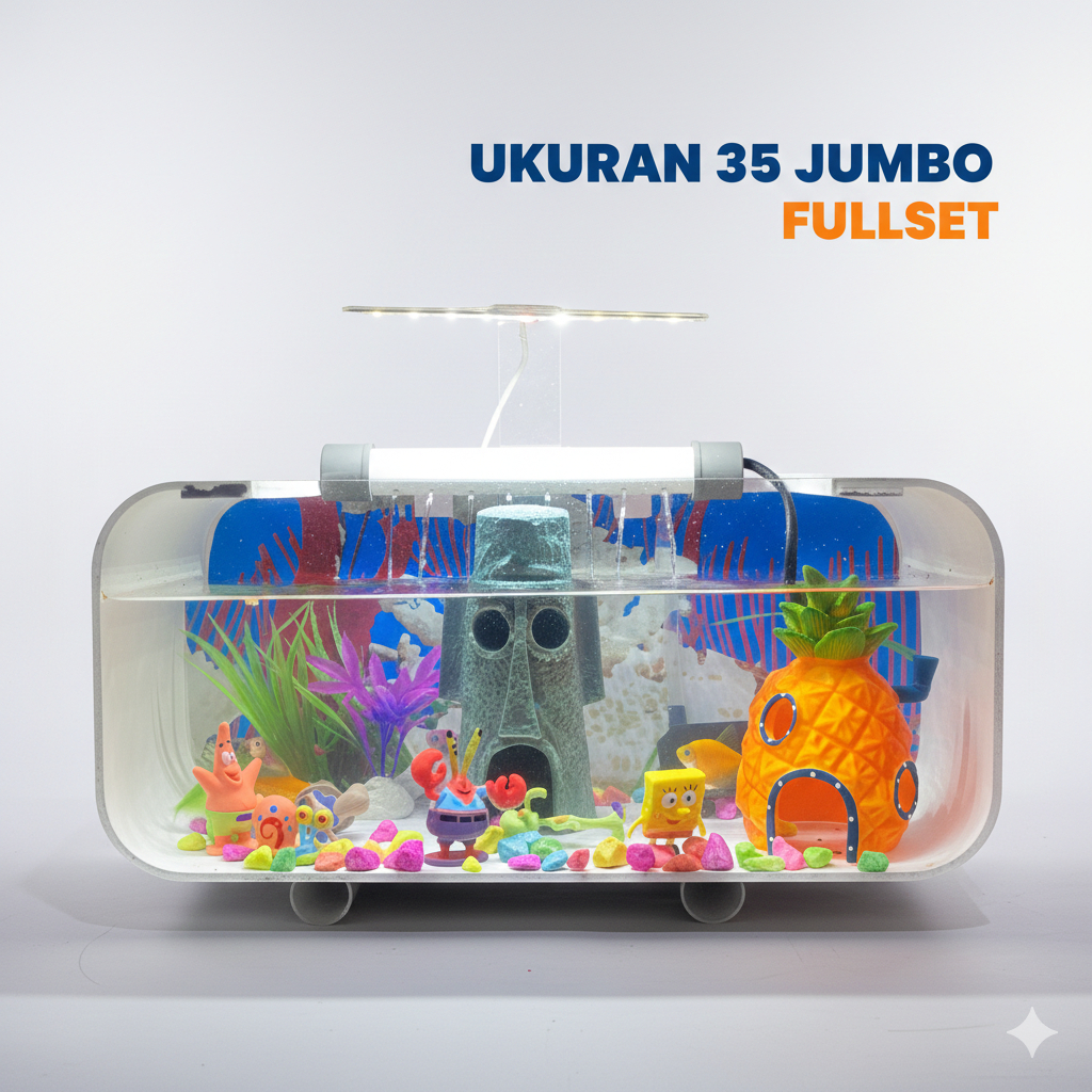 Aquarium Minimalis Full Set Air Terjun Jumbo Aquascape Akrilik Besar Lengkap Aesthetic Garansi 100%