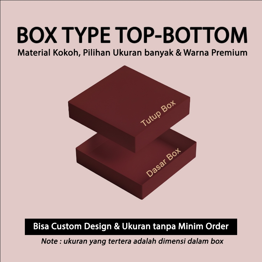 Kardus Box Hampers Lebaran Top Bottom (t=10) Warna Premium / Kardus Hardbox Lipat Magnet / Box Hardb