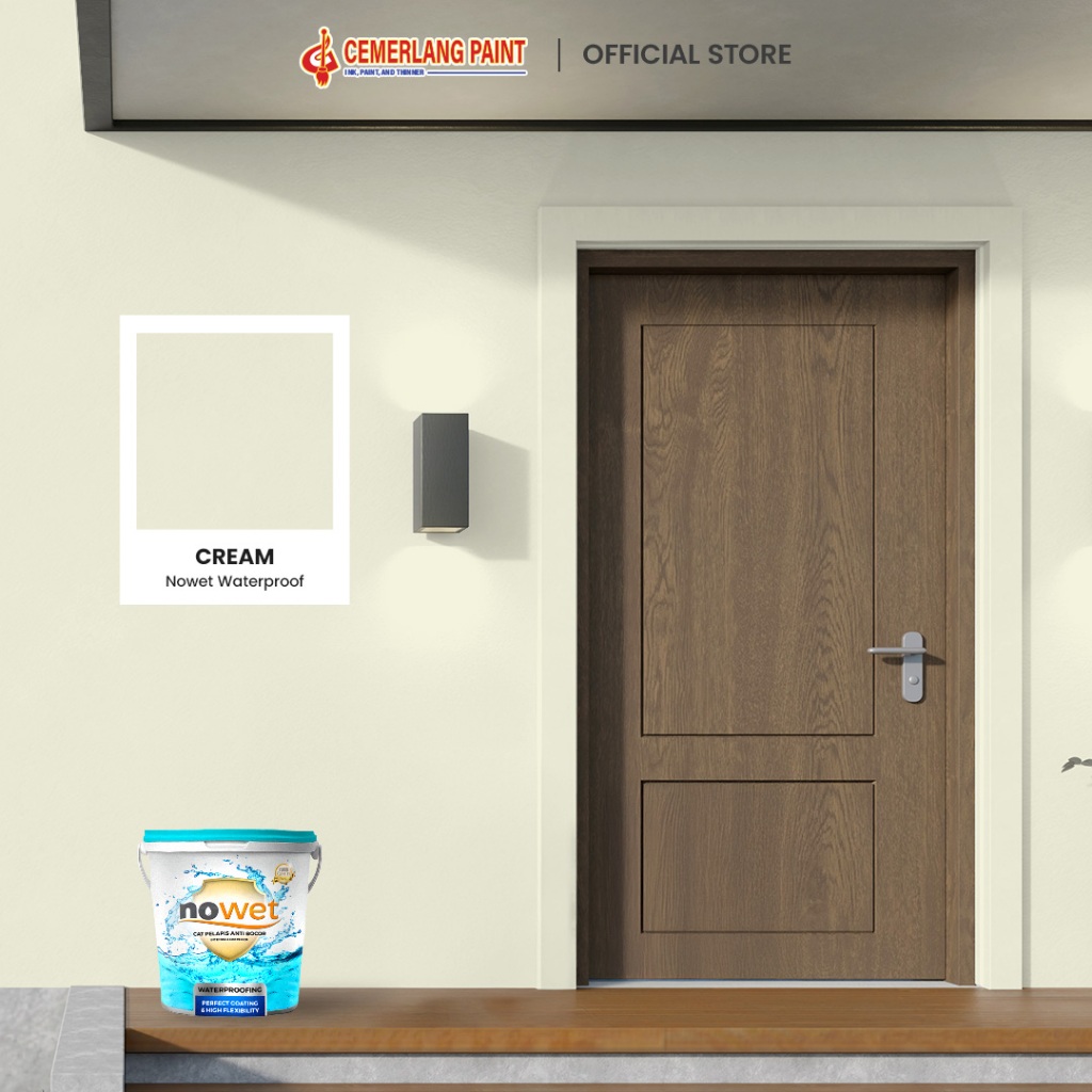 Cat Waterproof Anti Bocor NOWET Pelapis Anti Bocor Aquaproof Dak Beton Genteng Seng 4L - Warna Cream