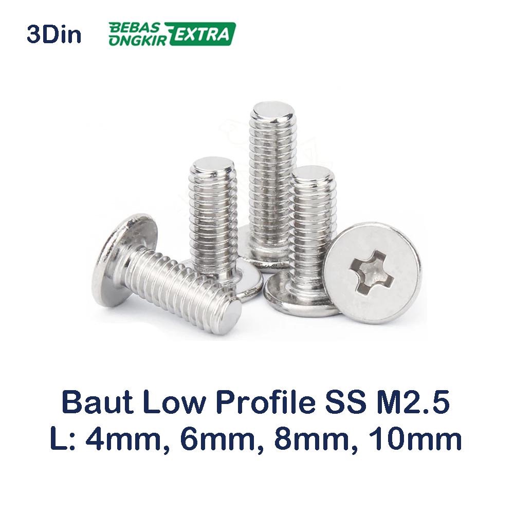 Baut M2.5 Flat Low Profile SS 4 6 8 10 M2.5x4 M2.5x6 M2.5x8 M2.5x10