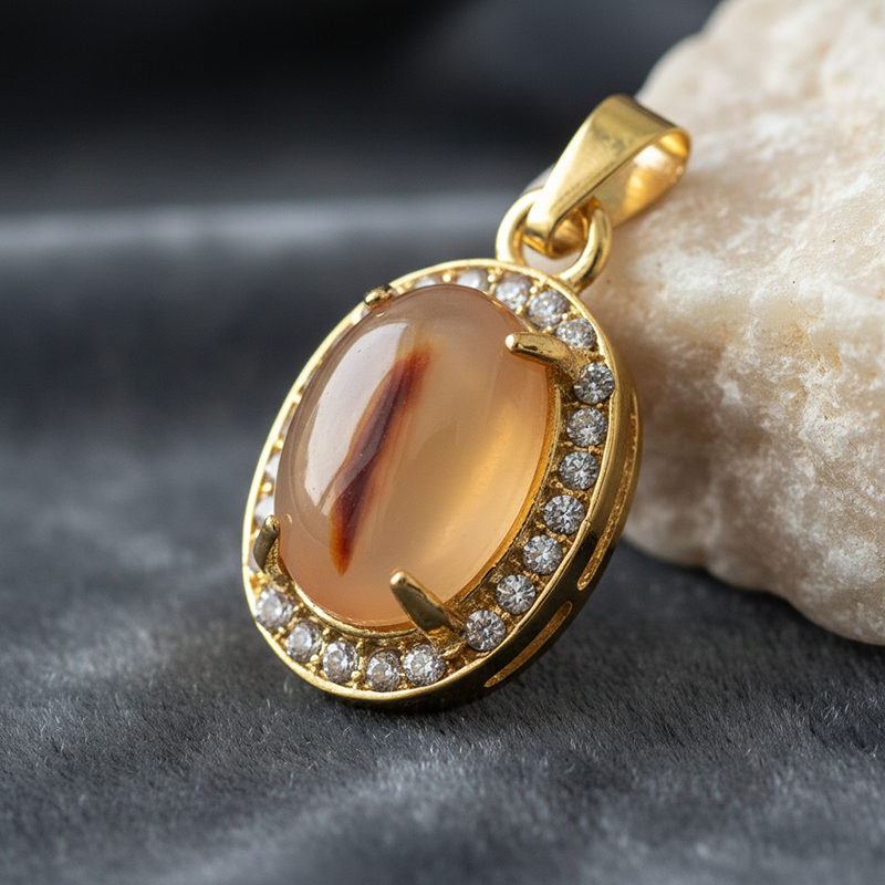 Liontin Batu Akik Sodo Lanang Asli Titanium