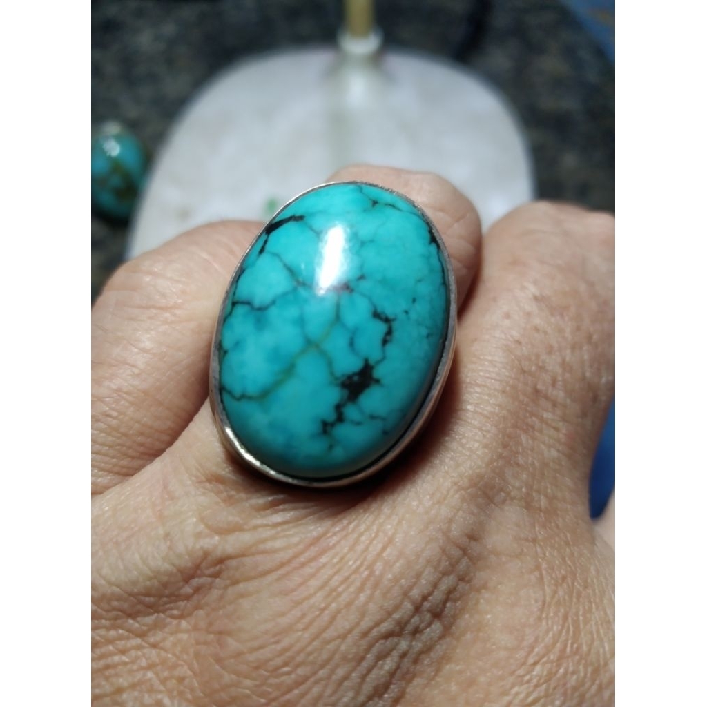 Batu Pirus Mesir Ring Perak Natural kode H/7