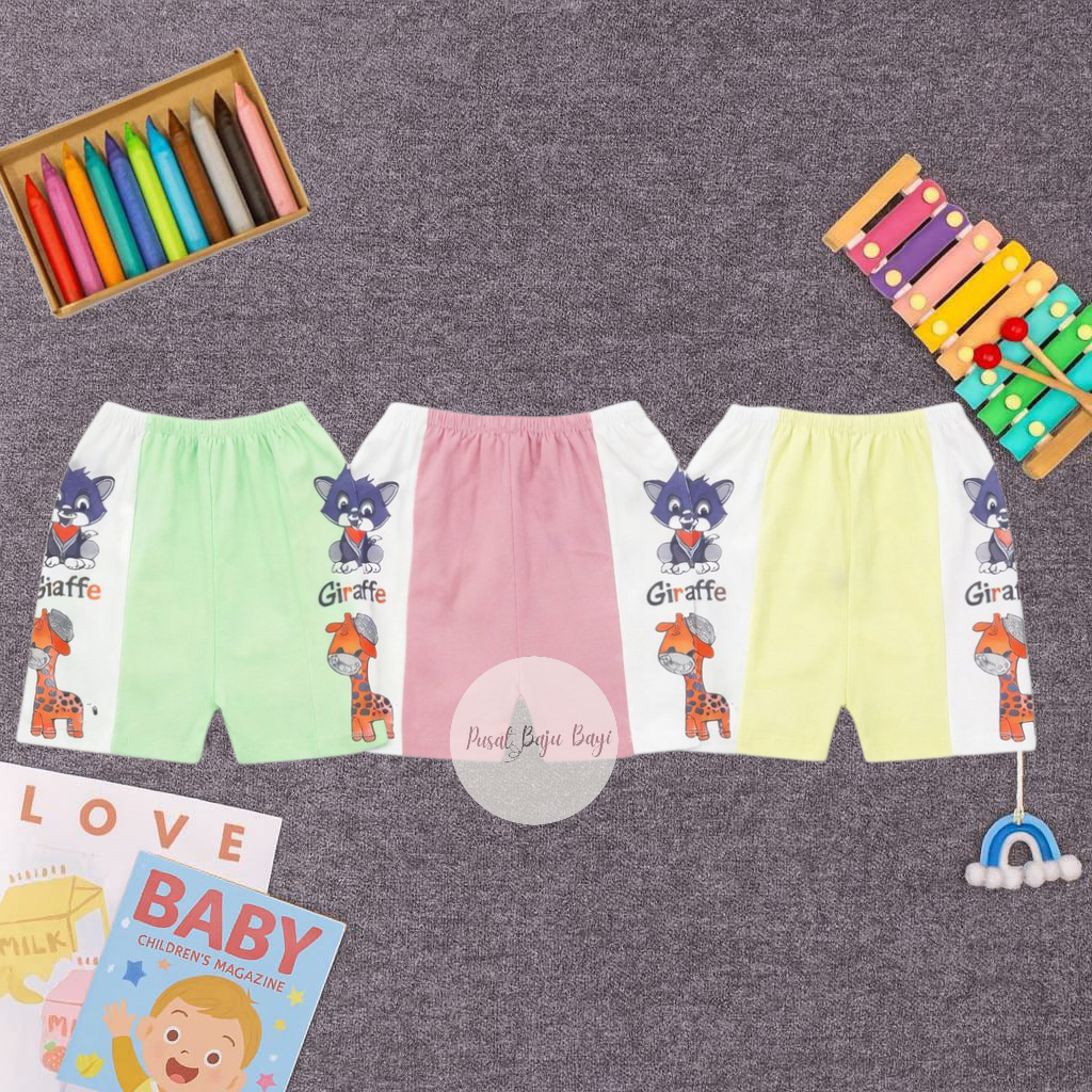 GROSIR 1 LUSIN Celana Pendek Bayi SNI STRIP MOTIF POLOS