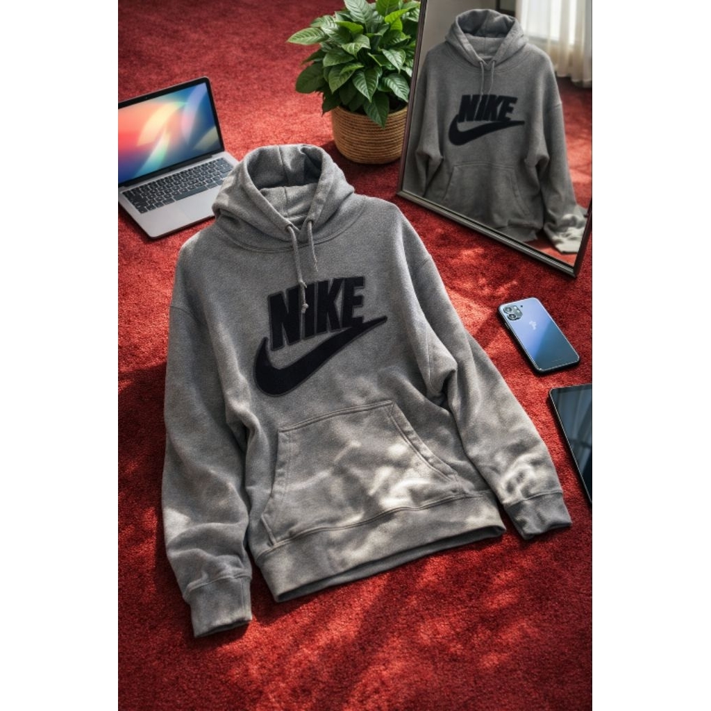 NIKE GREY HOODIE CREW