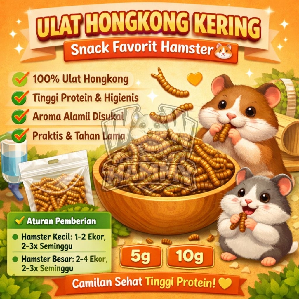 Ulat Hongkong Kering | Snack Favorit Hamster