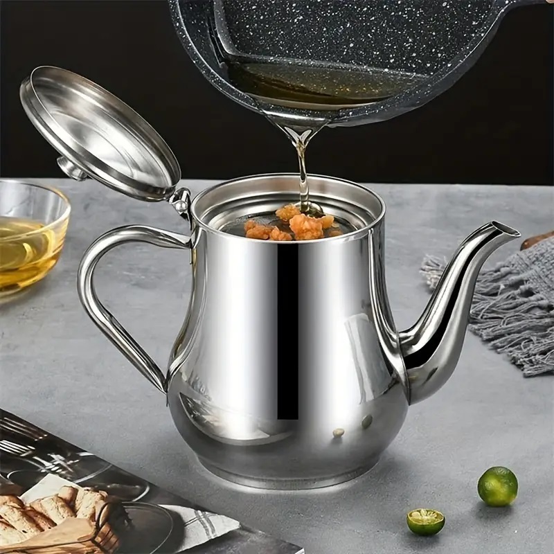 Oil Pot Teko Saringan Minyak 700 ML Oil Pot Angsa Stainless Steel 304 Food Grade