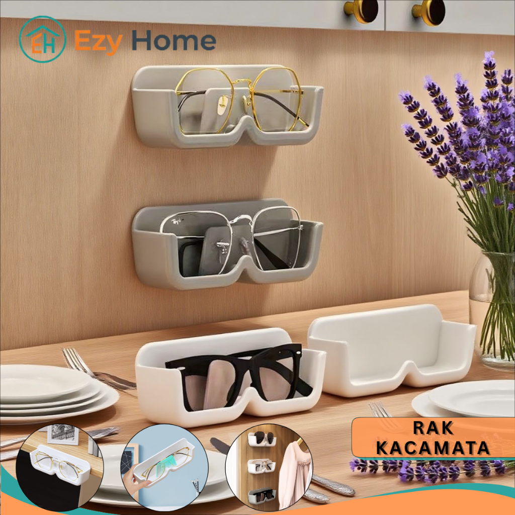 Ezy Home - Tempat Kacamata Dinding Tempel Rak Organizer Lem Kuat Penyimpanan Kacamata Anti Berantaka