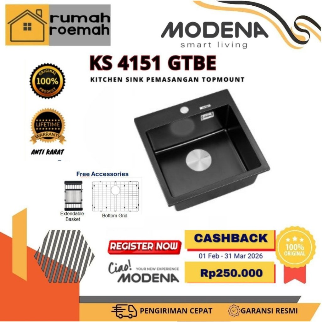 Kitchen Sink Modena KS 4151 GTBE Granite Black Matte