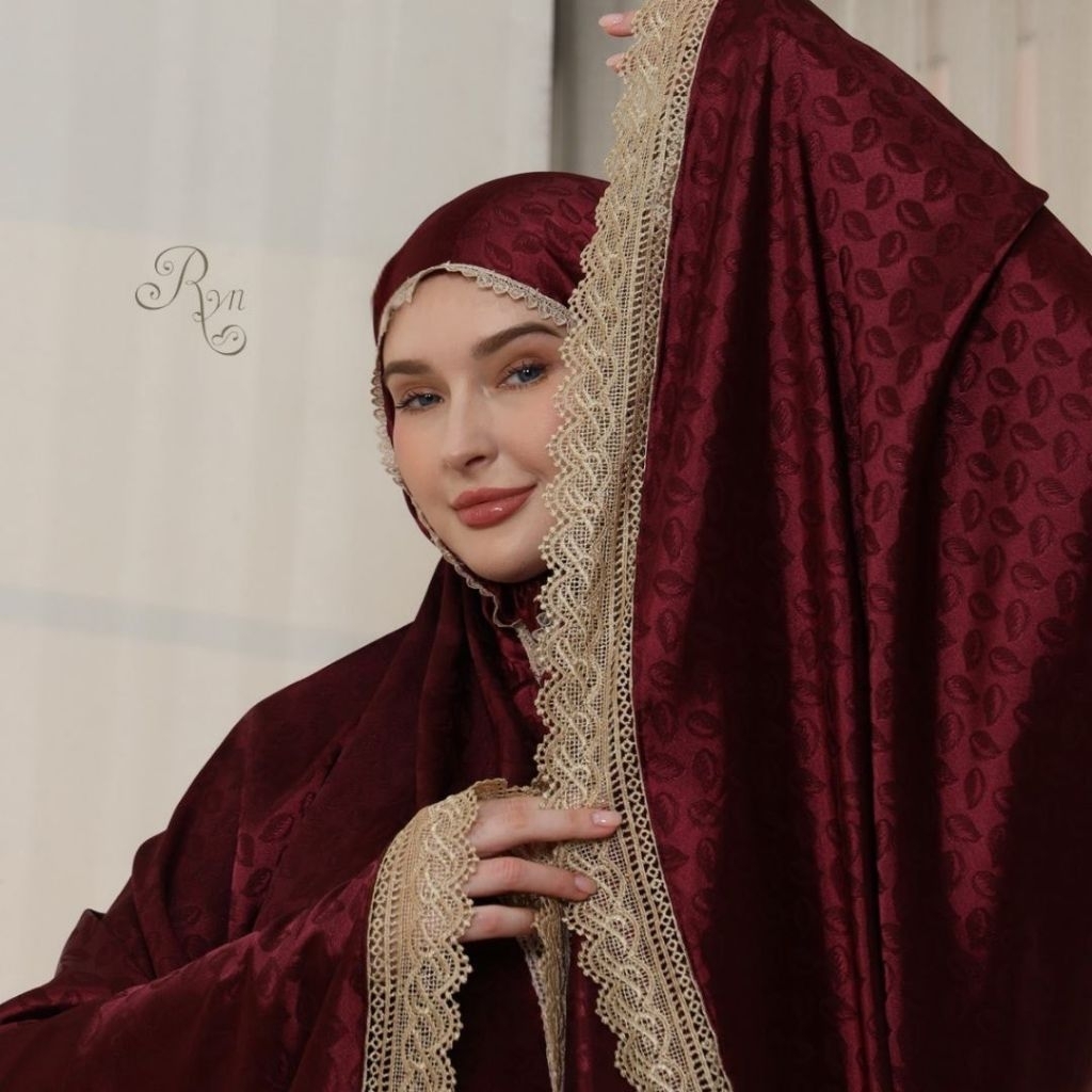 MUKENA RYN RAYYAN DENALEA BAHAN SILK JACQUARD MEWAH | MUKENA DEWASA SUPER JUMBO KUALITAS PREMIUM | M