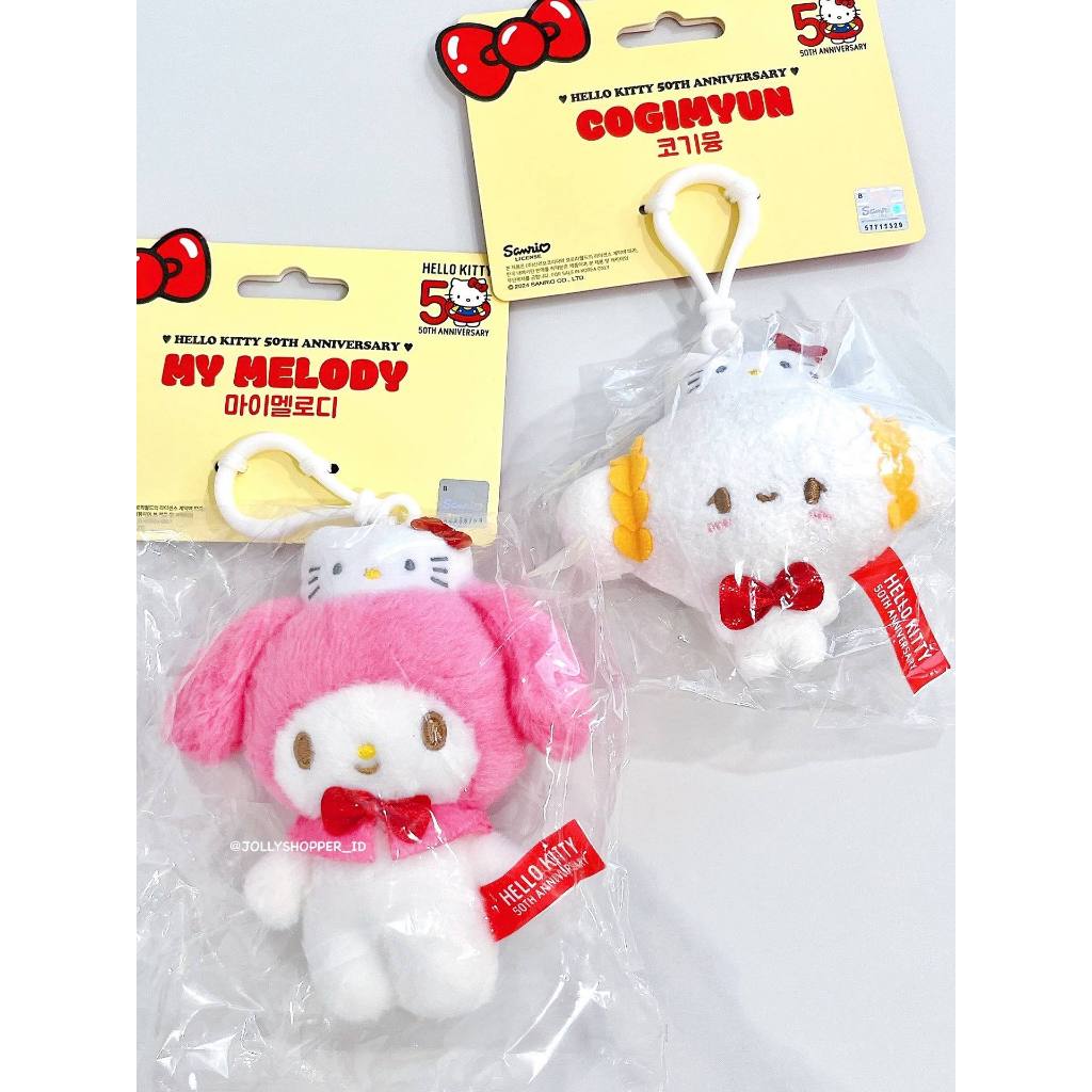 [READY STOCK] Sanrio KOREA Hello Kitty 50th Anniversary x Melody x Cogimyun Keychain Plush Boneka