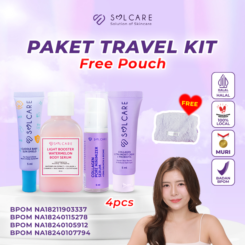 Solcare Travel Glow Set – Body Serum, Sunscreen, Moist Cream & Collagen Drink
