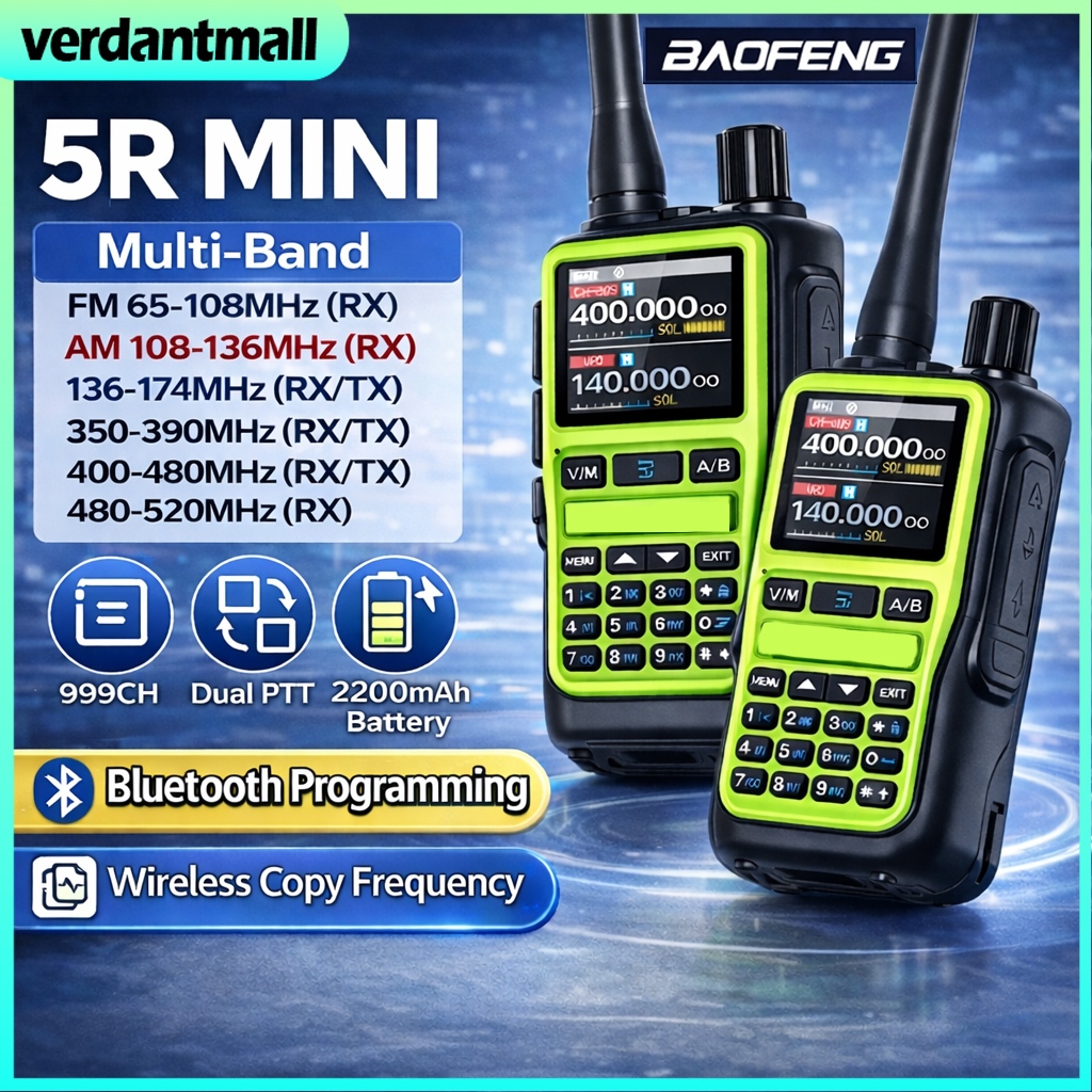[COD] HT Baofeng UV5R Mini 5W Dual Band VHF UHF 999CH Type C Dual PTT Bluetooth Walkie Talkie