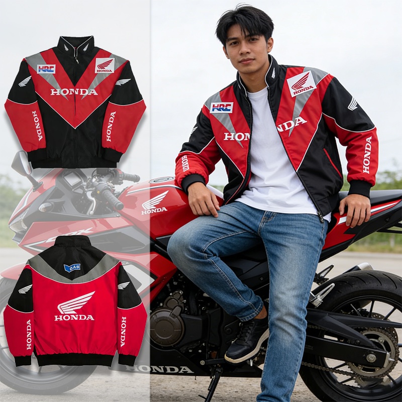 GTY Jaket Windbreaker F1 Honda Racing,Bomber Jacket Parasut Pria,Jeket Bordir Vintage Olahraga