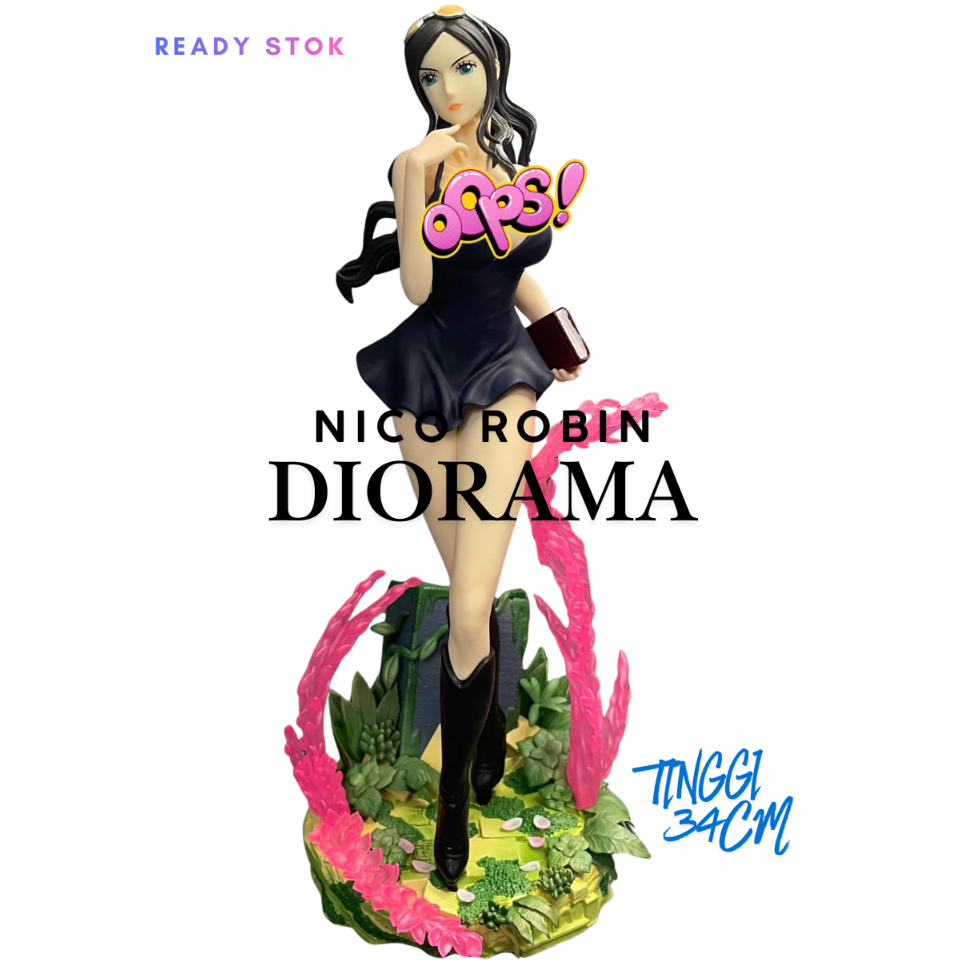 One Piece Nico Robin Action Figure 34cm PVC Hunter Fan Pose Koleksi Wanita