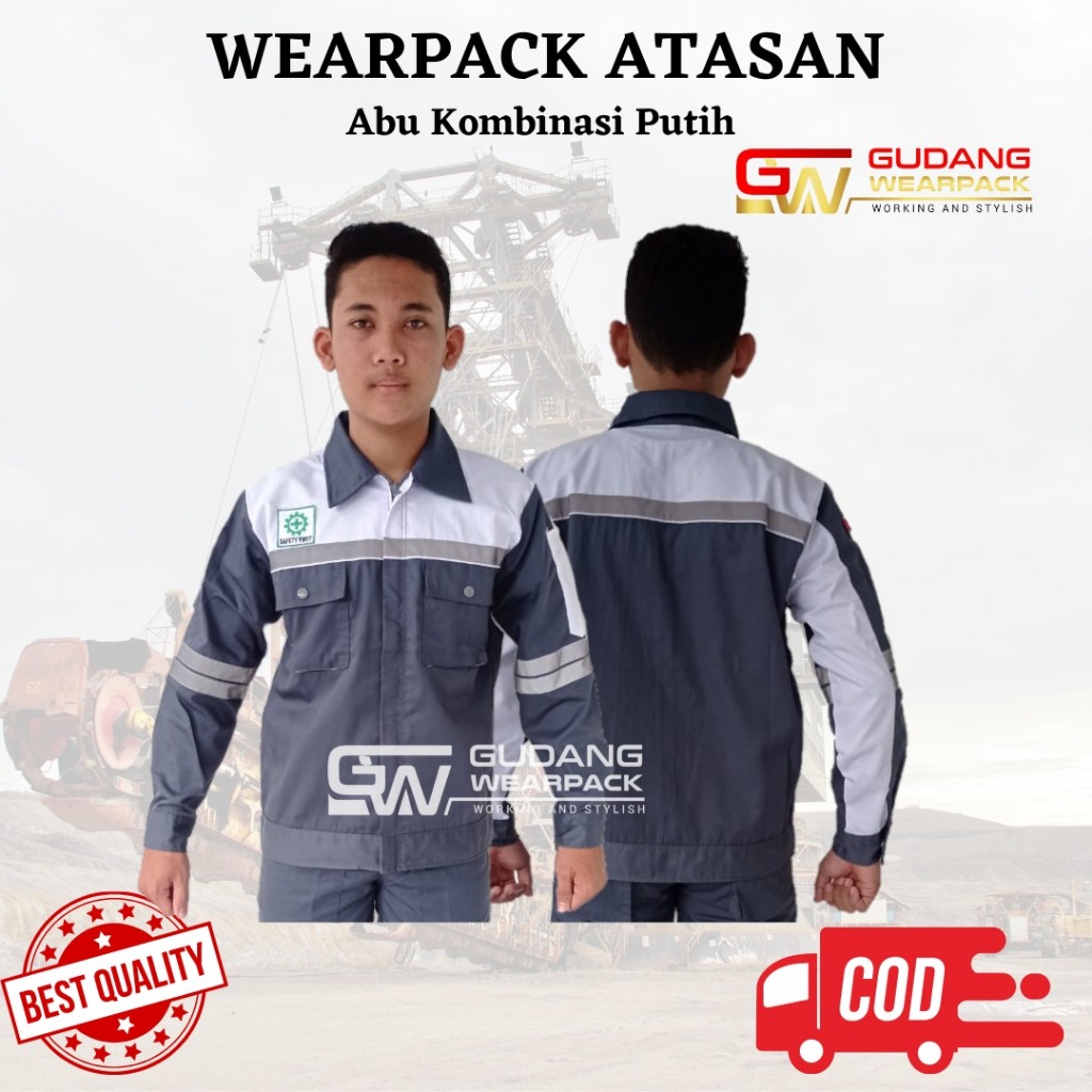 Wearpack Kerja Atasan Warna Abu Putih