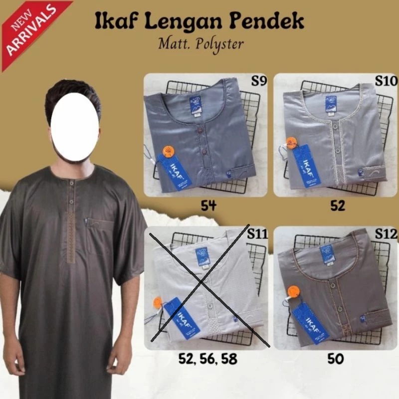 Gamis Jubah Pria Merk Ikaf Original Import Saudi Polyster, Kosibo lengan Pendek Coklat Tua